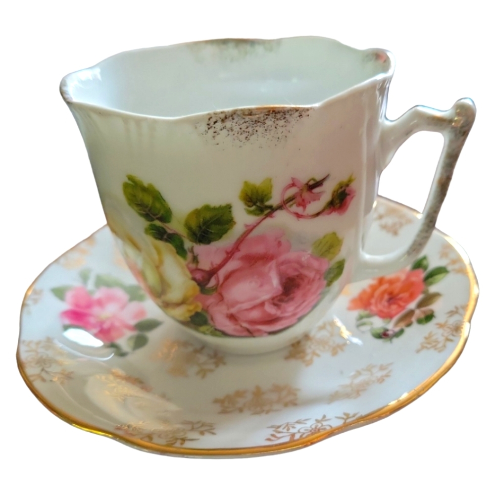 Vtg 50s Royal Stuart Spencer Stevenson Tea Cup Saucer English Bone China Rose